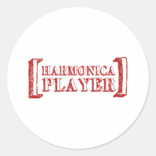 Harmonica Player Classic Round Sticker