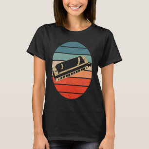 Harmonica Player Retro Sunset Harp T-Shirt