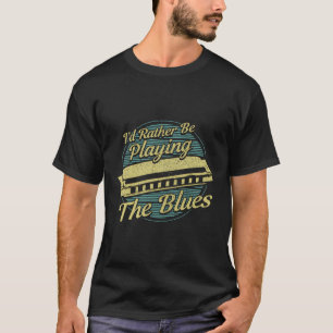 Harmonica Player Vintage Blues Music Musician Gift T-Shirt