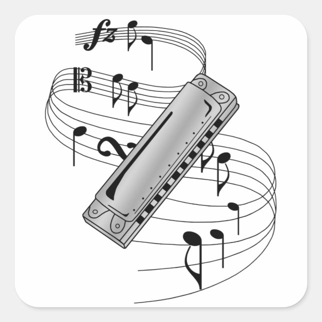 Harmonica Square Sticker (Front)