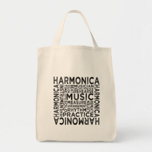 Harmonica Typography Tote Bag