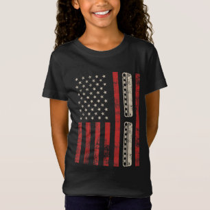 Harmonica Vintage American Flag Patriotic Harmonic T-Shirt