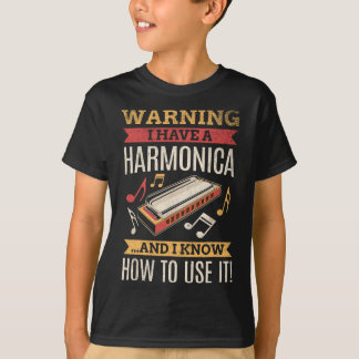 Harmonica Vintage Retro Funny Harmonica Player Gif T-Shirt