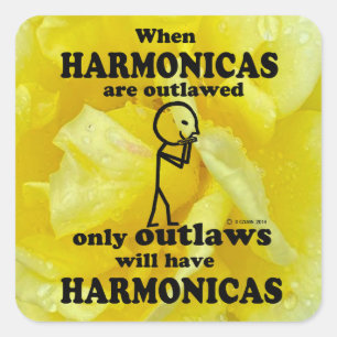 Harmonicas Outlawed Square Sticker