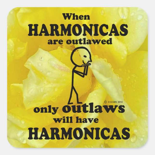 Harmonicas Outlawed Square Sticker (Front)