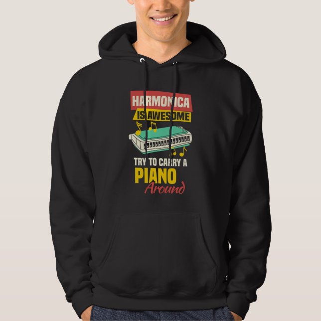 Harmonicist Mouth Organ & French Harp Harmonica Pl Hoodie (Front)