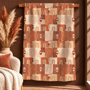 Harmonious Boho Rainbows Terracotta Rust Blanket G