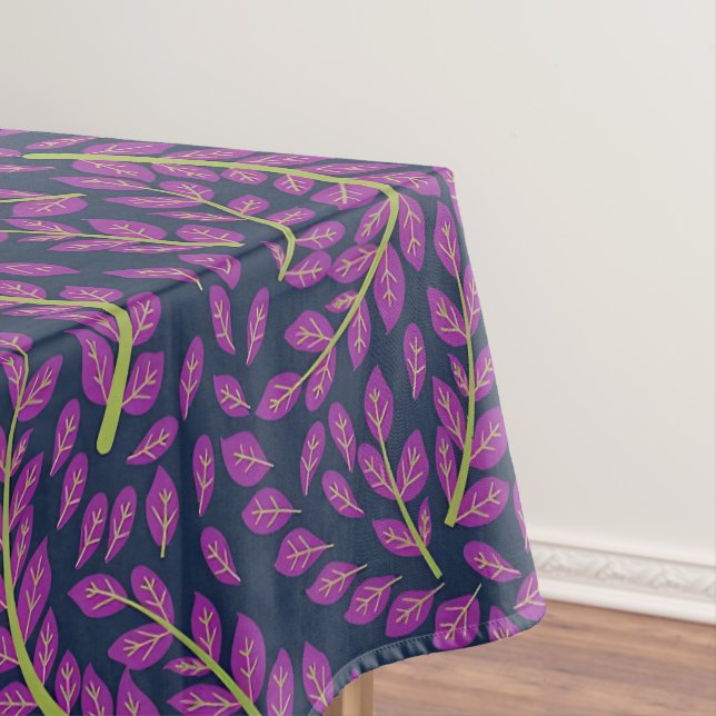 Harmonious Botanical Art on Dark Blue Background Tablecloth (In Situ)