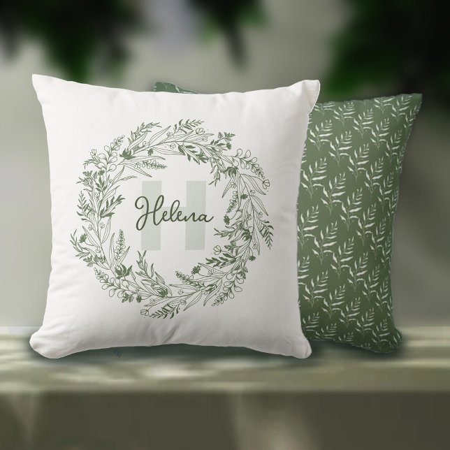 Harmonious Botanical Monogram H Design Cushion (Creator Uploaded)