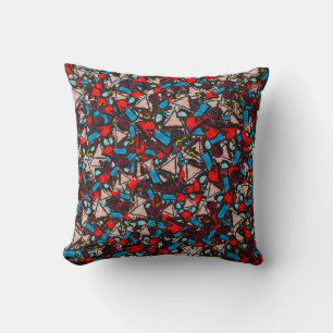 Harmonious Chaos Vibrant Abstract Design Cushion