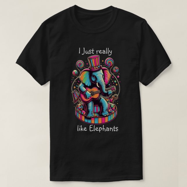 Harmonious Elephant: Guitar Jam Session T-Shirt (Design Front)