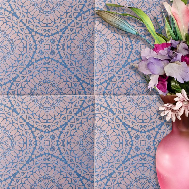 Harmonious Intricate Blue Pink Geometric Pattern Tile (Creator Uploaded)
