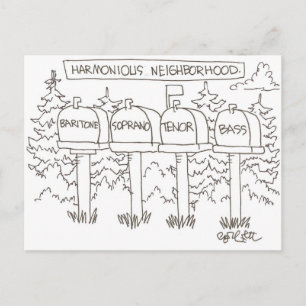Harmonious neighbourhood:: 'Baritone, Soprano, Postcard