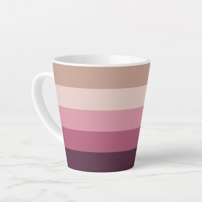 Harmonious Neutral Pink Gradient Horizontal Stripe Latte Mug (Left Angle)
