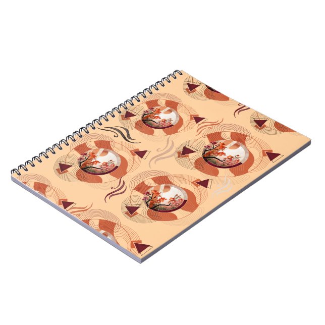 Harmonious Orange Blossom Circles Notebook (Left Side)