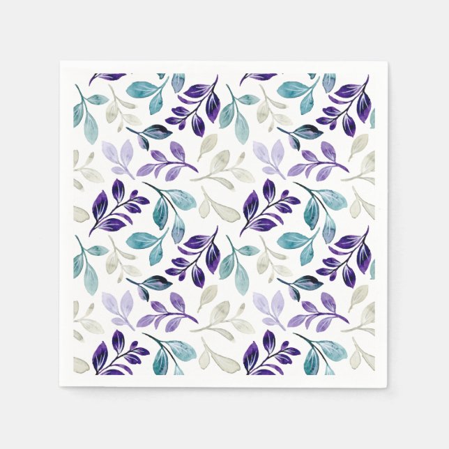  Harmonious Watercolor Leaves Design  Napkin (Front)