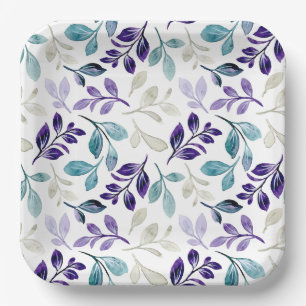 Harmonious Watercolor Leaves Design Paper Plate