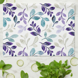  Harmonious Watercolor Leaves Design  Tea Towel