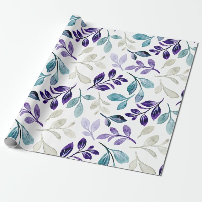  Harmonious Watercolor Leaves Design  Wrapping Paper (Unrolled)