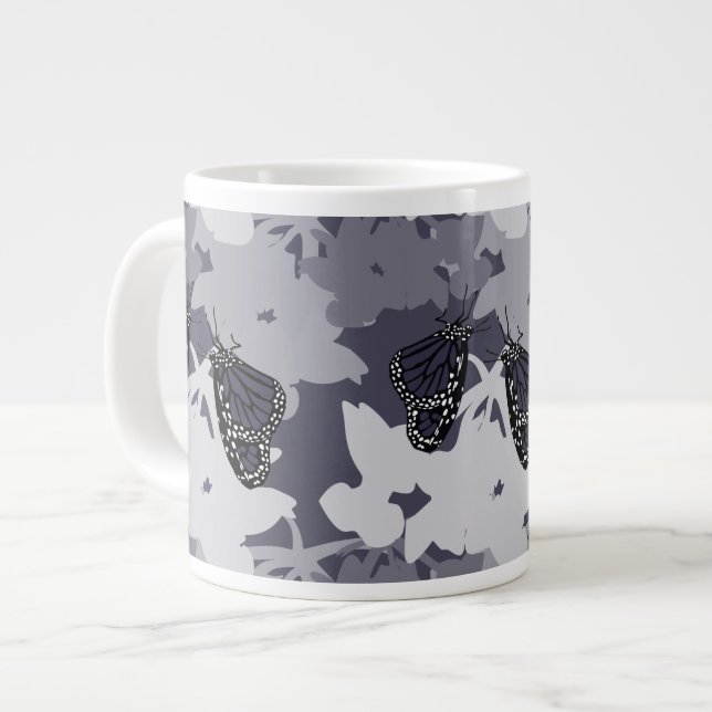 Harmoniously Feeding Monarch Butterfly Pair Large Coffee Mug (Front Left)