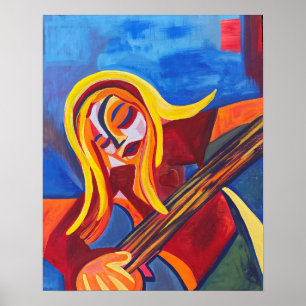 "Harmony" Abstract Art Girl With Guitar Poster