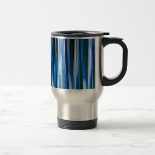 Harmony and Peace Blue Striped Abstract Pattern Travel Mug