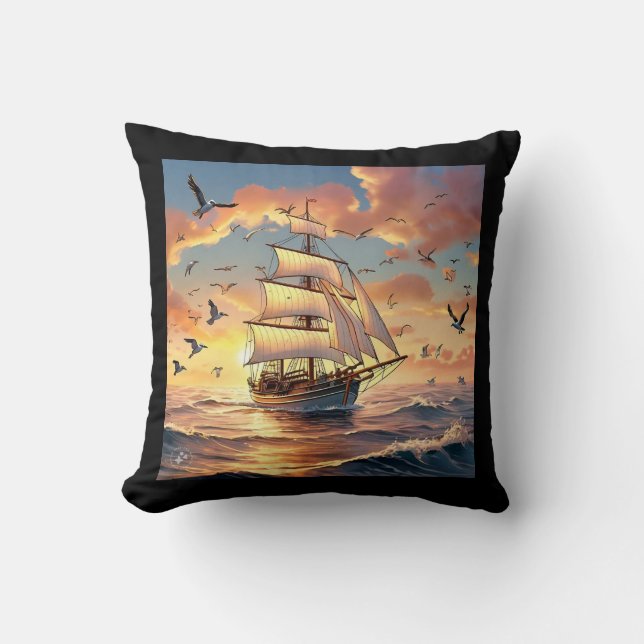  "Harmony at Dawn" ship pillow (Front)