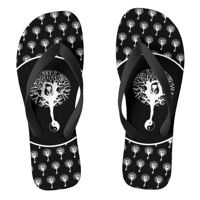 Harmony & Balance  Yin Yang Tree of Life Flip Flops (Footbed)