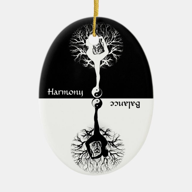 Harmony & Balance Yoga Yin Yang Ceramic Tree Decoration (Front)