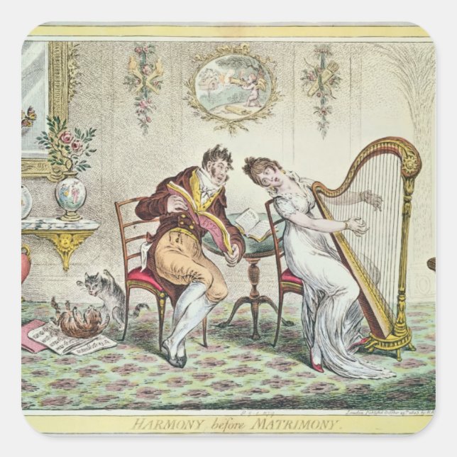 Harmony before Matrimony, 1805 Square Sticker (Front)