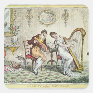Harmony before Matrimony, 1805 Square Sticker