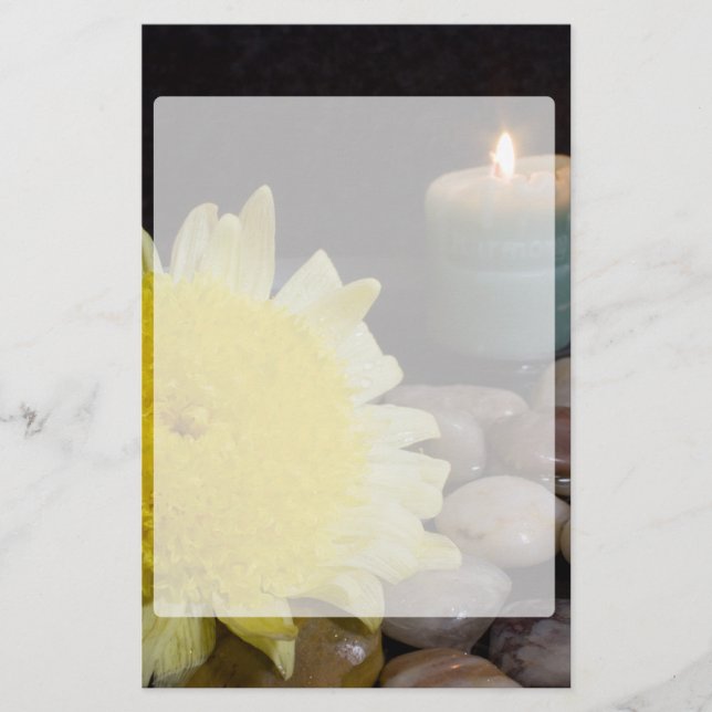 Harmony Candle and Yellow Flower Stationery (Front)