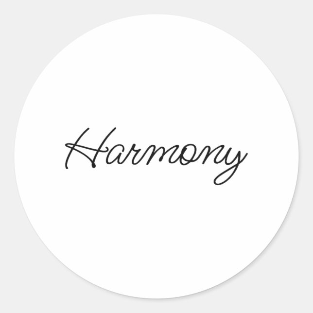 Harmony: Handwrite typography minimalist design Classic Round Sticker (Front)
