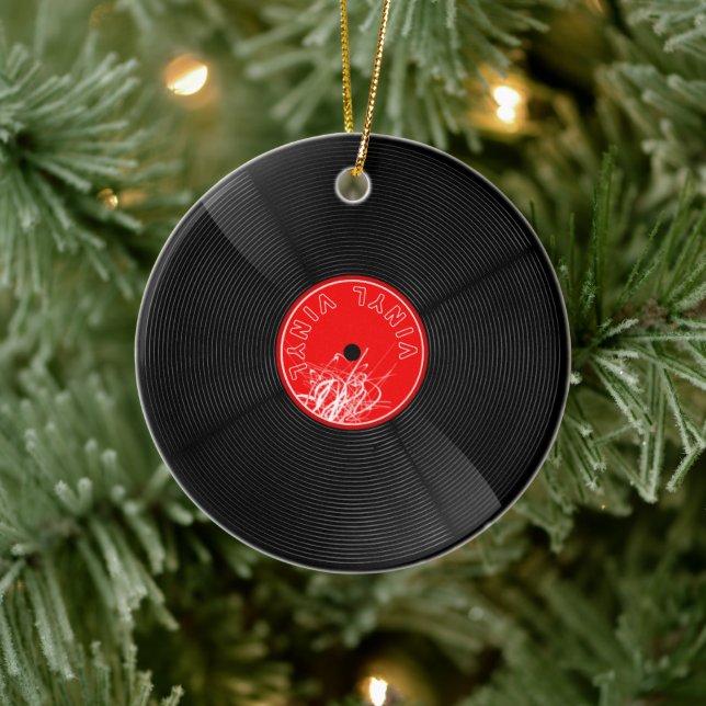 Harmony in Clay: Retro Vinyl Record  Ceramic Tree Decoration (Tree)