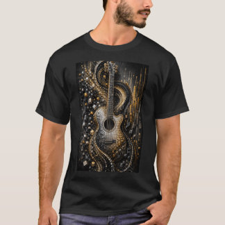 Harmony in Fragments | 3D Micro Mosaic Guitar T-Shirt