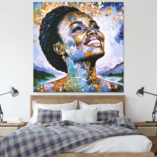 "Harmony in Gold and Sky"      Canvas Print (Insitu(Bedroom))