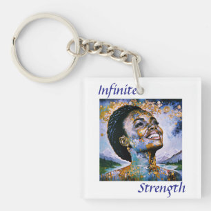 "Harmony in Gold and Sky" Key Ring