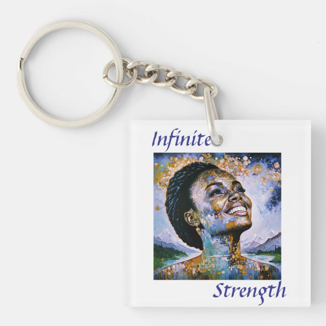 "Harmony in Gold and Sky"      Key Ring (Front)