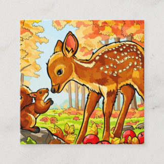 Harmony in Nature: The Squirrel and the Deer Square Business Card