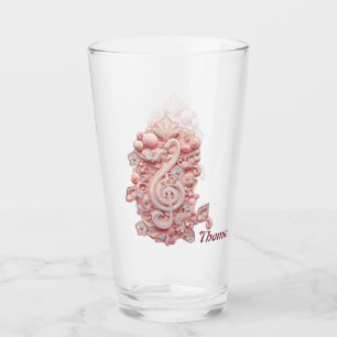Harmony in pink, a majestic, stylised treble clef. glass