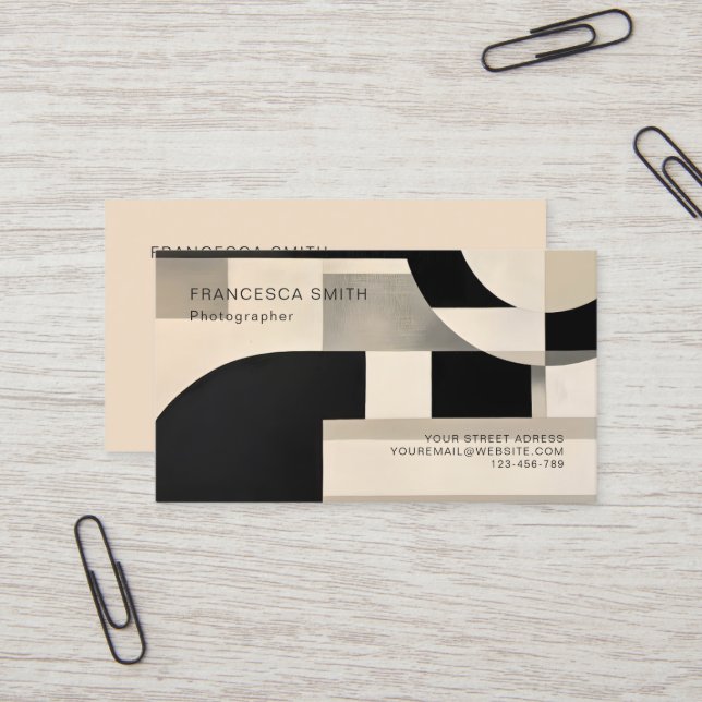 Harmony in Shades: Abstract Composition of B & w Business Card (Front/Back In Situ)