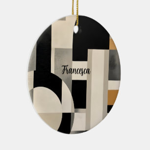 Harmony in Shades: Abstract Composition of B & w Ceramic Tree Decoration