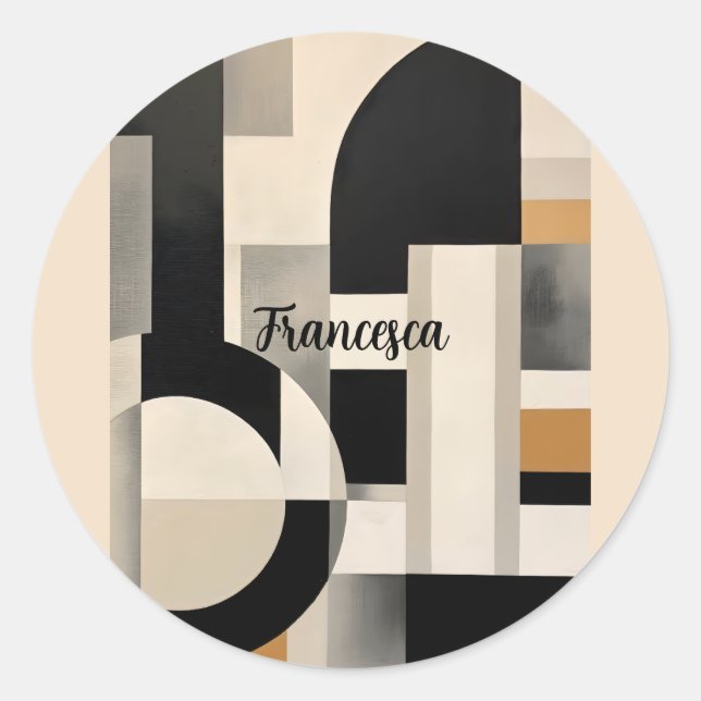Harmony in Shades: Abstract Composition of B & w Classic Round Sticker (Front)