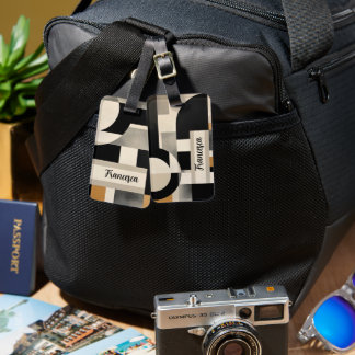 Harmony in Shades: Abstract Composition of B & w Luggage Tag