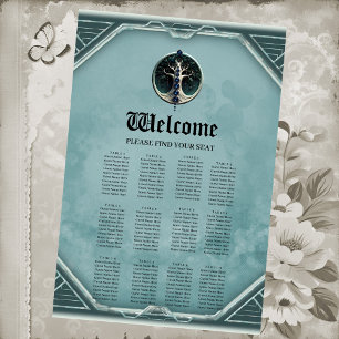 Harmony in teal, Mystical Tree of Life. Poster