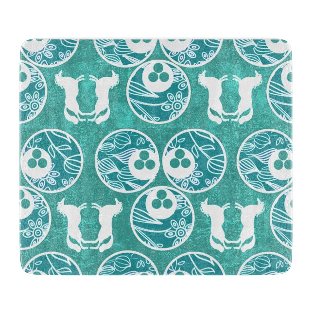 Harmony in Turquoise and White: Cutting Board (Front)