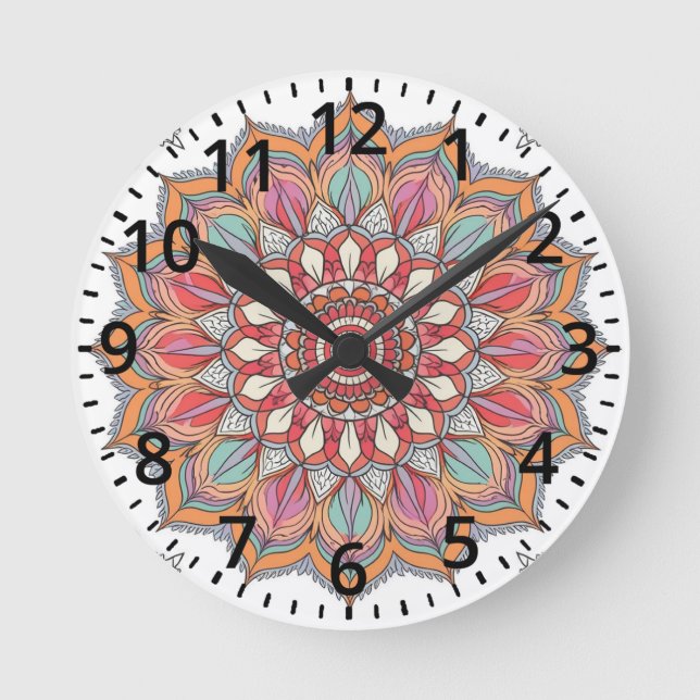 Harmony Mandala (Calming and Soothing) Round Clock (Front)