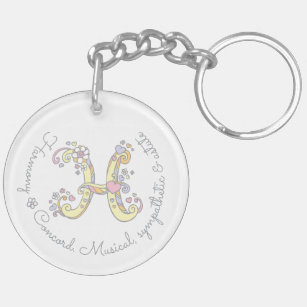 Harmony monogram letter H name and meaning keyring