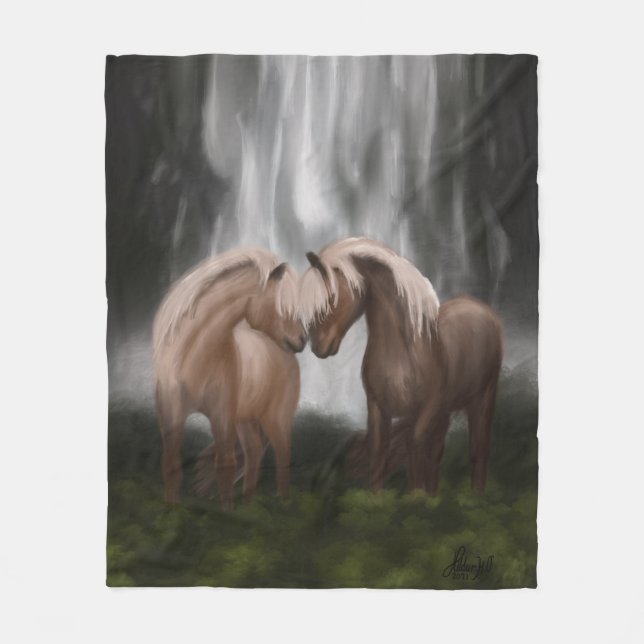 Harmony of Horses: Icelandic Serenity Fleece Blanket (Front)