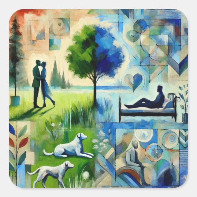 Harmony of Life - Painting of Serenity and Nature Square Sticker (Front)